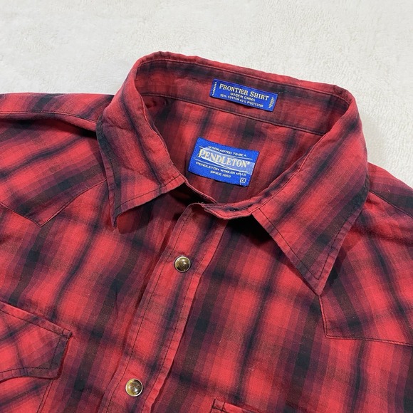 Pendleton Frontier Pearl Snap Plaid Red Shirt Men's L Western Long Sleeve - Picture 1 of 10
